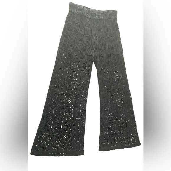 SCANDAL Black Crochet Pants Wide Leg Made in Italy | Lined with Inner Shorts - Picture 4 of 4